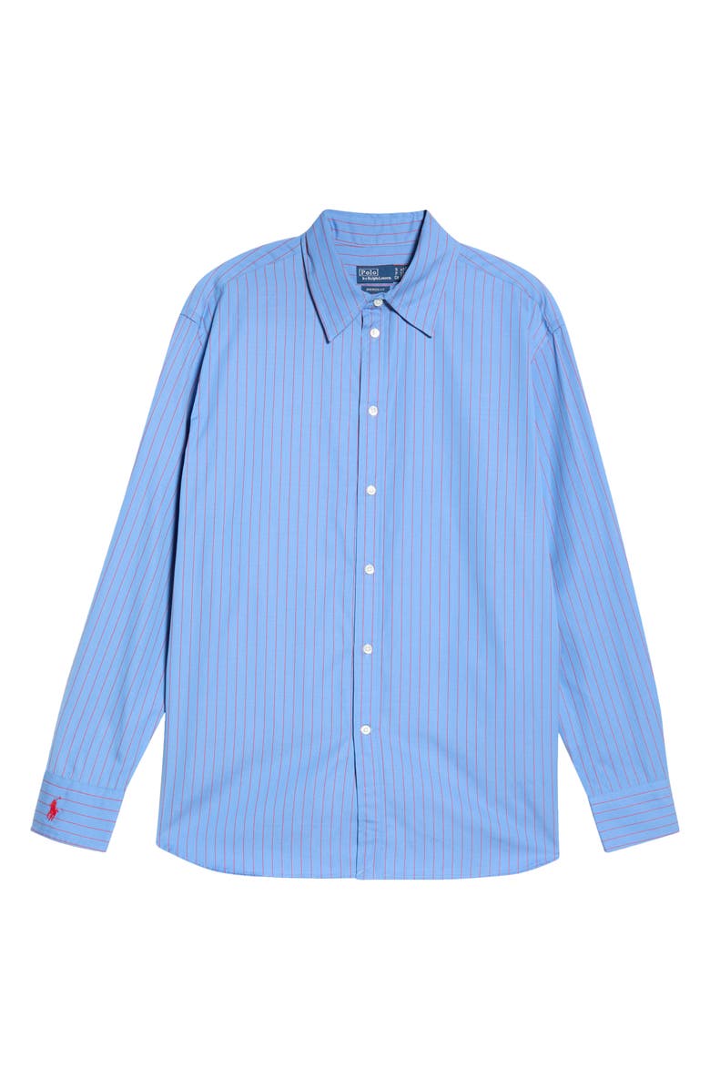 Polo Ralph Lauren Stripe Button-Up Cotton Shirt, Alternate, color, Blue-Red