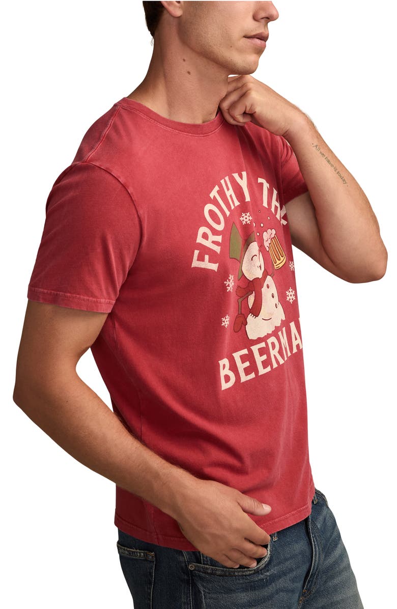 Lucky Brand Frothy the Beer Man Cotton Graphic T-Shirt, Alternate, color, American Beauty
