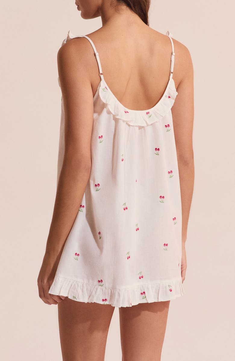 Etam Riviere Cherry Print Cotton Nightgown, Alternate, color, Ecru