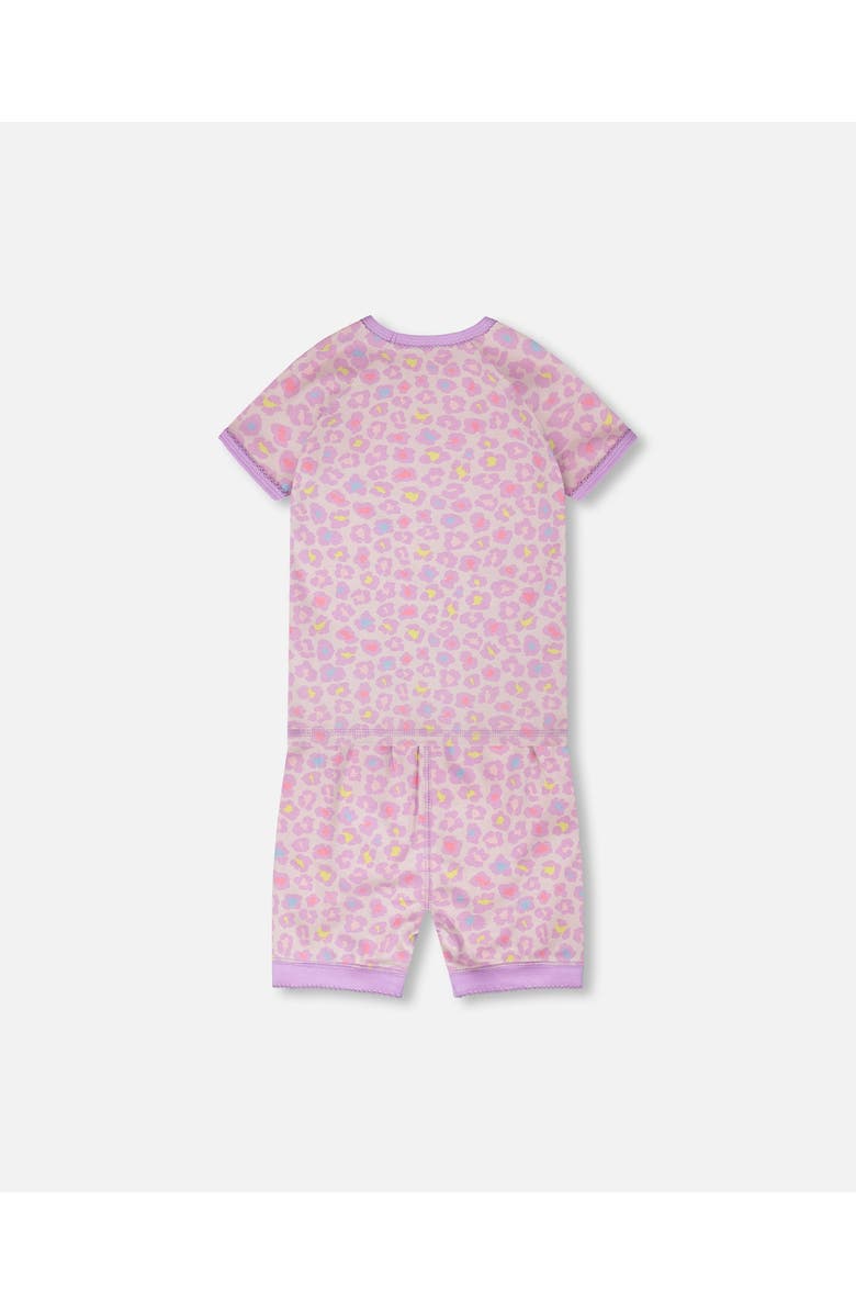 Deux par Deux Organic Cotton Animal Print Two-Piece Pyjama Set, Alternate, color, Purple Animal Print