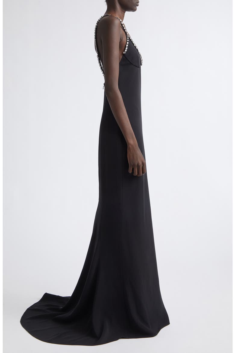 Jewel Embellished Mermaid Gown with Train, Alternate, color, BLACK