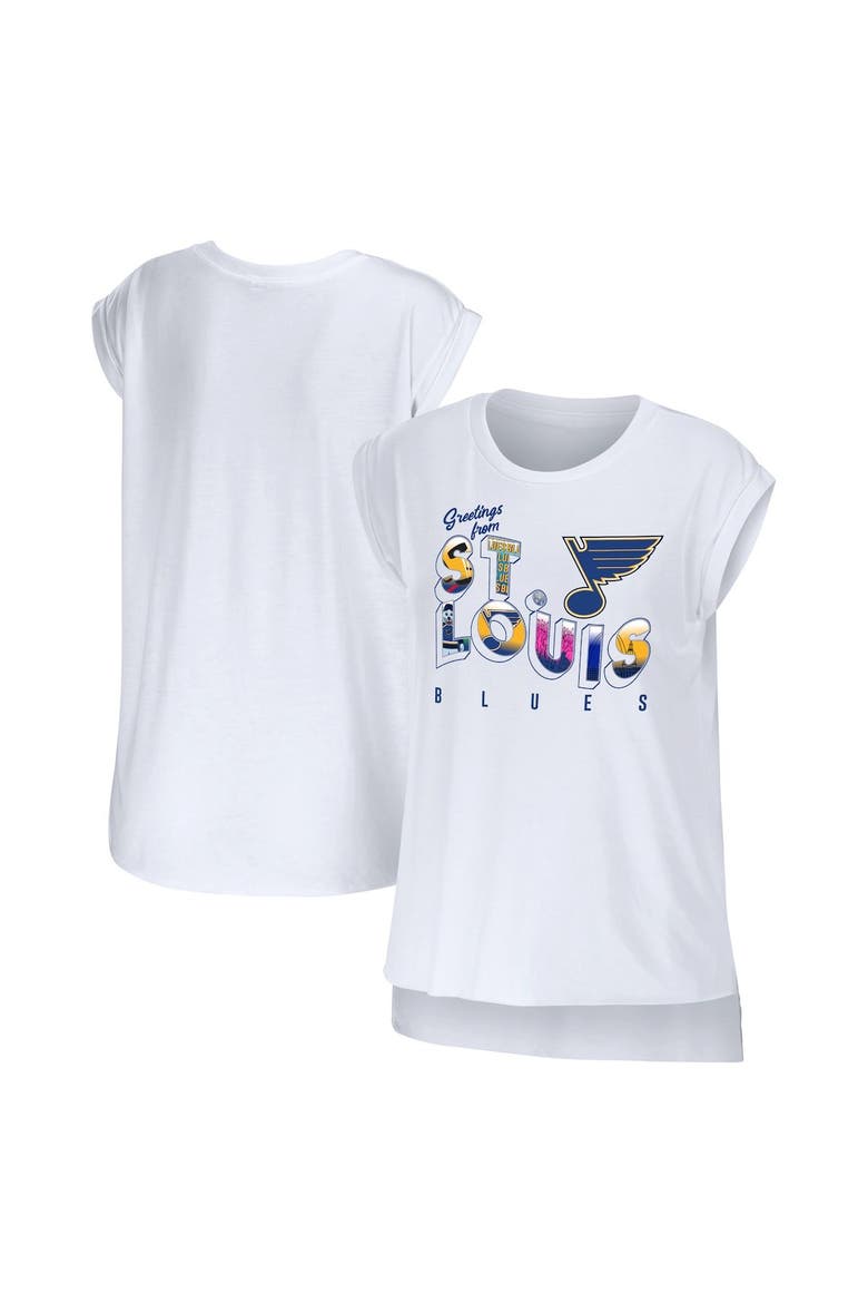 Women's WEAR by Erin Andrews White St. Louis Blues Greetings From Muscle T-Shirt, Main, color, White