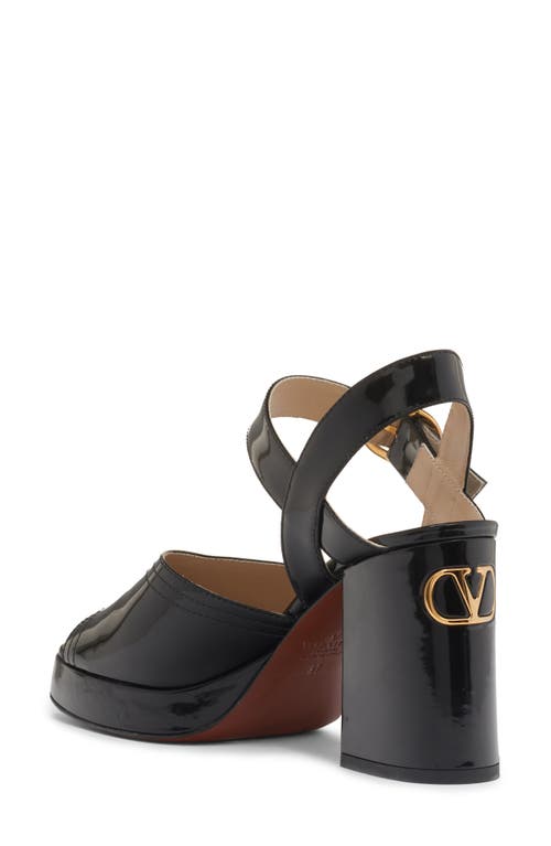 Valentino Garavani Fawcette Platform Sandal In Polished Calfskin 100mm Woman Black 42