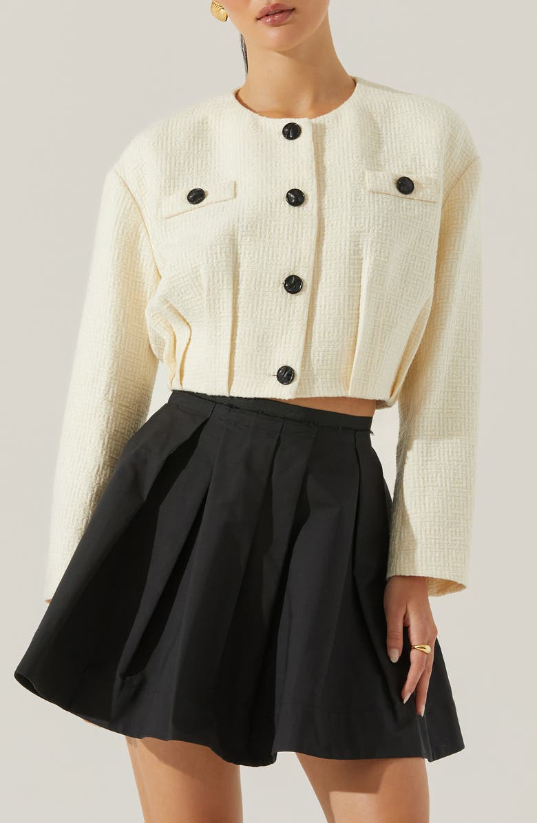 ASTR the Label Edana Tweed Crop Jacket, Main, color, Cream