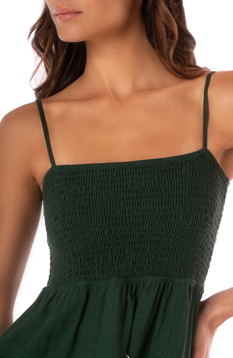 Maaji Smocked Cover-Up Dress, Alternate, color, Green