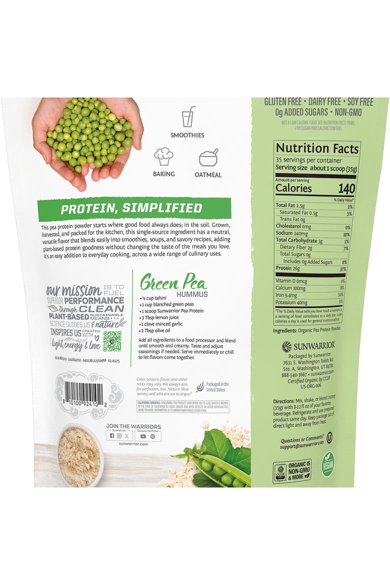 Organic Harvest Pea Protein Powder 1225g Pouch, Alternate, color, No Color