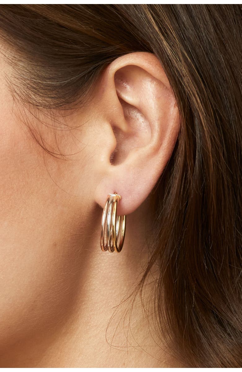 Oradina 10K Gold Trifecta Hoops Earrings, Alternate, color, Two-Tone Gold