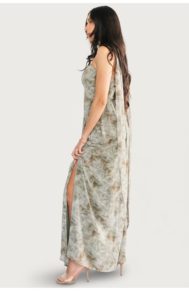 Baltic Børn Florian Strapless Maxi Dress, Alternate, color, Eucalyptus Floral