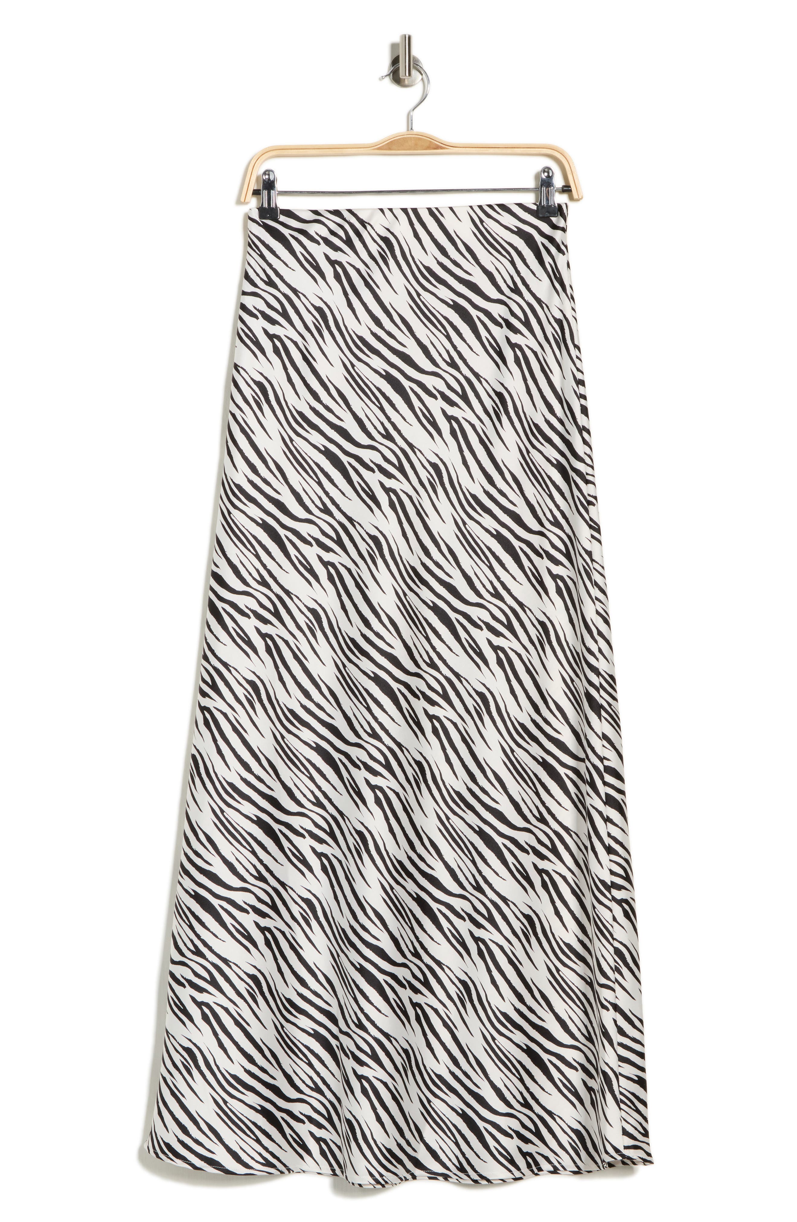 Renee C Zebra Print Satin Maxi Skirt