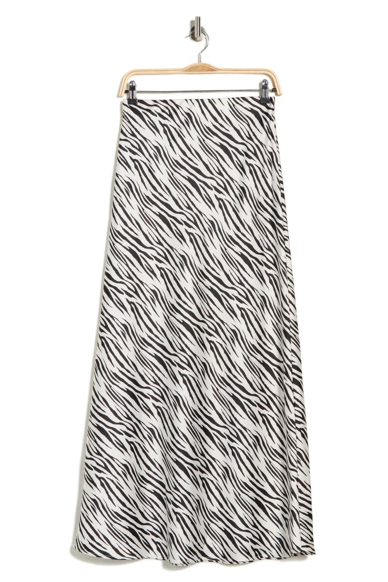 Zebra Print Satin Maxi Skirt, Alternate, color, IVORY