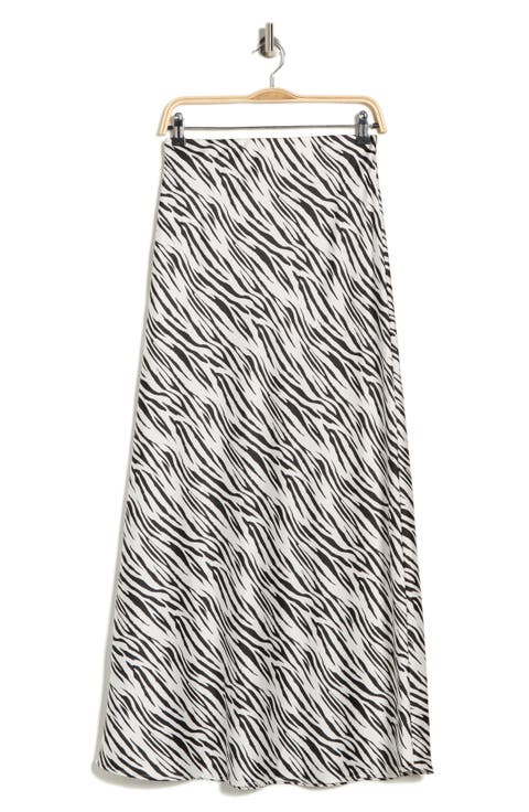 Zebra Print Satin Maxi Skirt