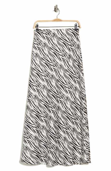 Renee C Zebra Print Satin Maxi Skirt
