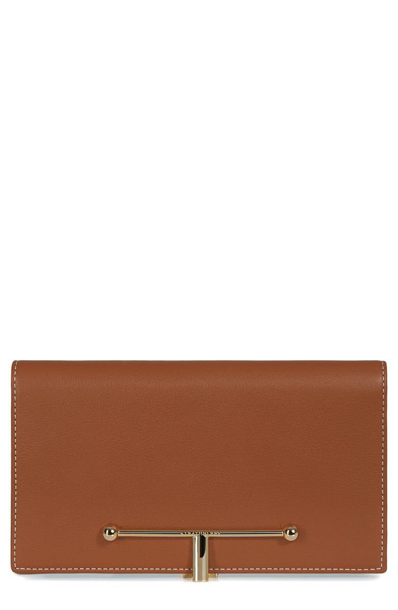 Strathberry Large Melville Street Leather Wallet, Main, color, Chestnut - Vanilla Stitch