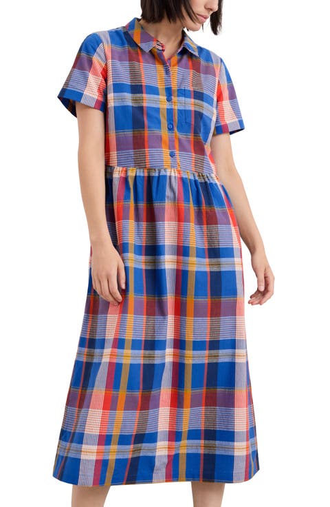 Fleet Check Organic Cotton Midi Shirtdress