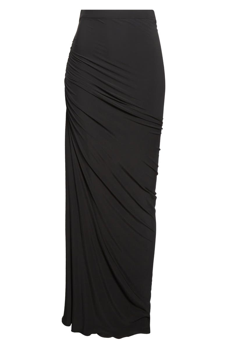 Alaïa Soft Jersey Draped Maxi Skirt, Main, color, Noir Alaia