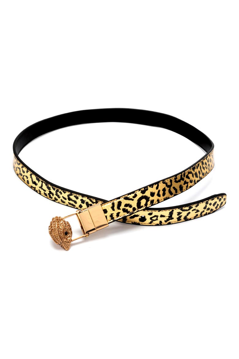Metallic Leopard Reversible Belt, Alternate, color, GOLD