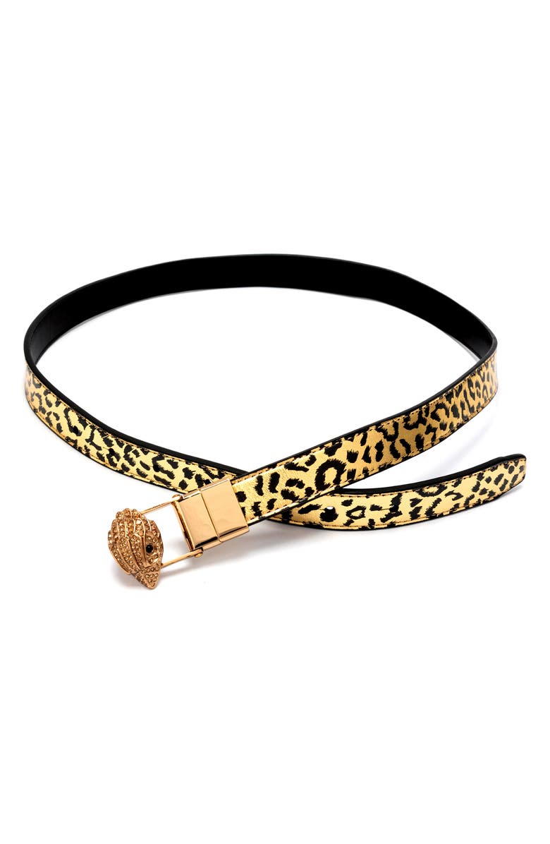Kurt Geiger London Metallic Leopard Reversible Belt, Alternate, color, Gold