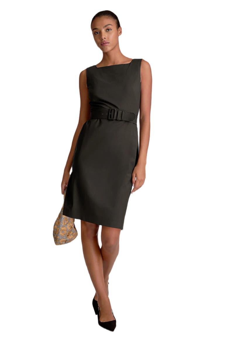 Cynthia Italian Wool Twill Dress, Alternate, color, Black