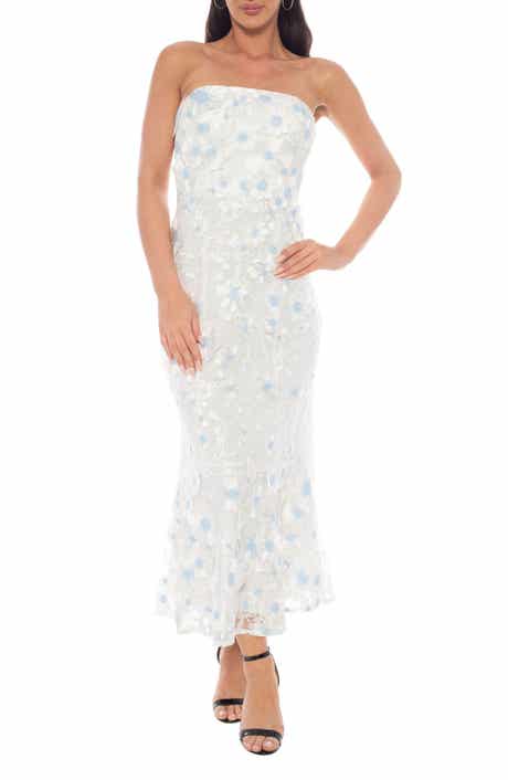 Oleg Cassini 3D Floral Appliqué Embroidered Mesh Dress