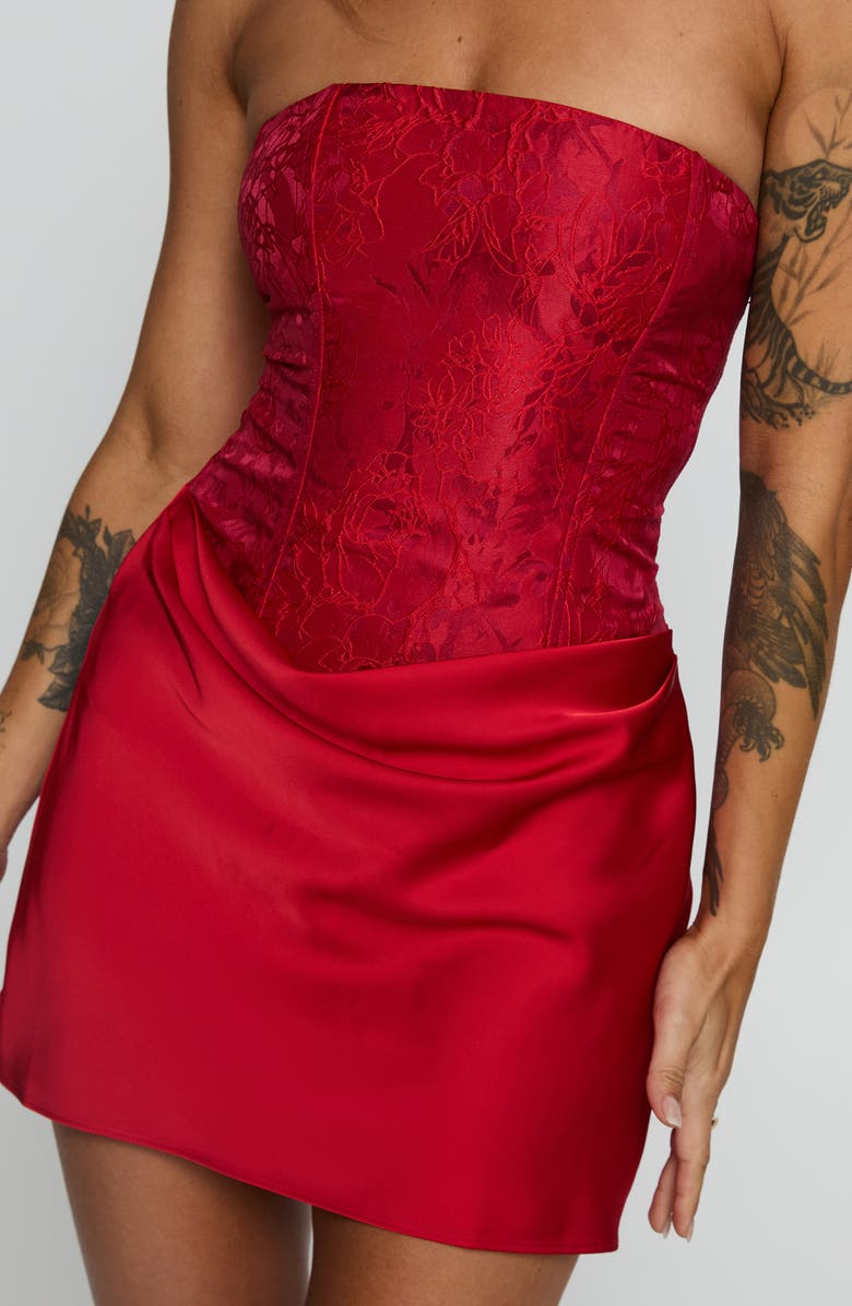 Princess Polly Jenevieve Strapless Drape Satin Minidress, Alternate, color,