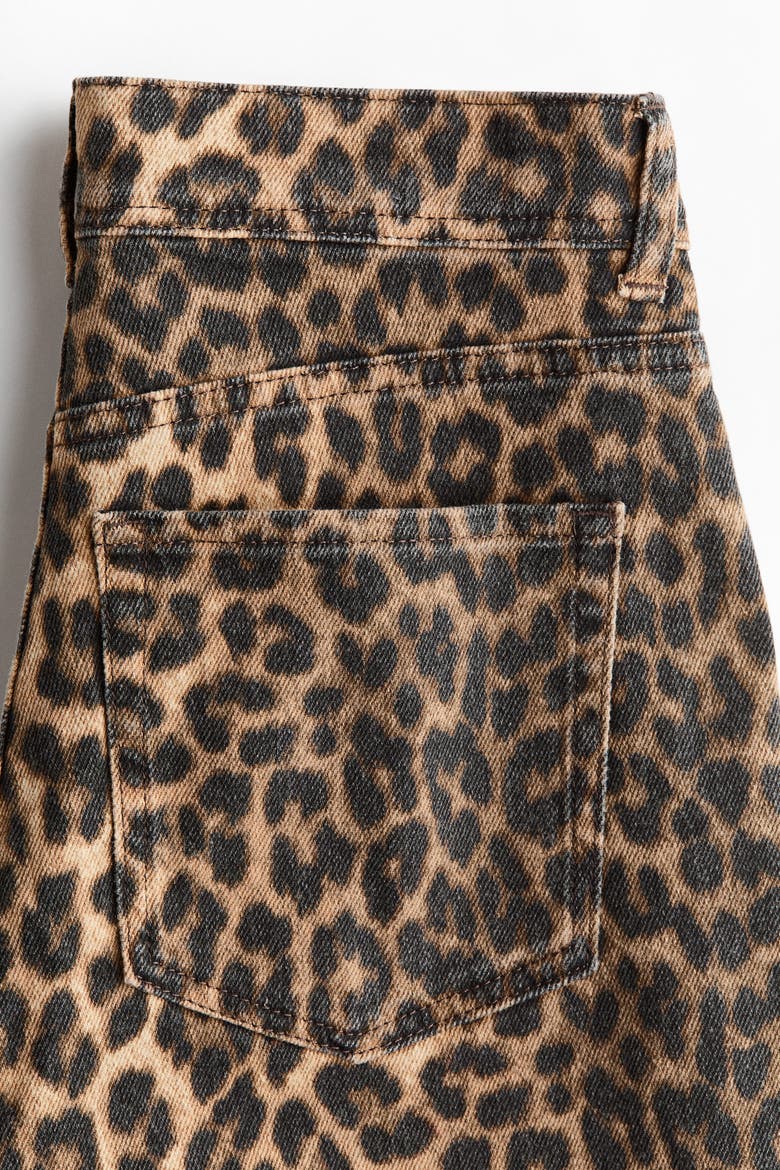 Wide High Waist Ankle Jeans, Alternate, color, Beige/leopard print