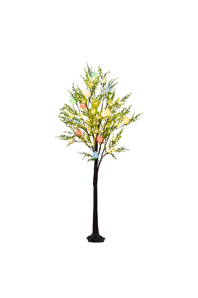 3-ft Pre-Lit Artificial Easter Egg Twig Tree with Greens and 48 Warm White LED Lights, Main, color, Green