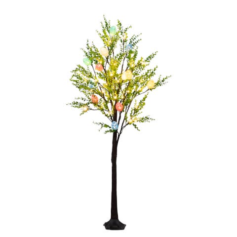 3-ft Pre-Lit Artificial Easter Egg Twig Tree with Greens and 48 Warm White LED Lights