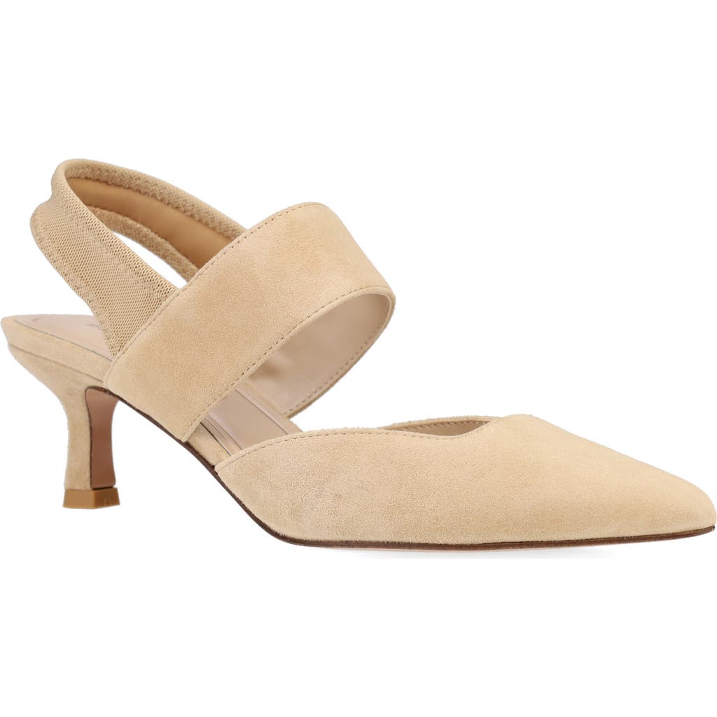 Pelle Moda Kiam Slingback Pointed Toe Kitten Heel Pump In Brown