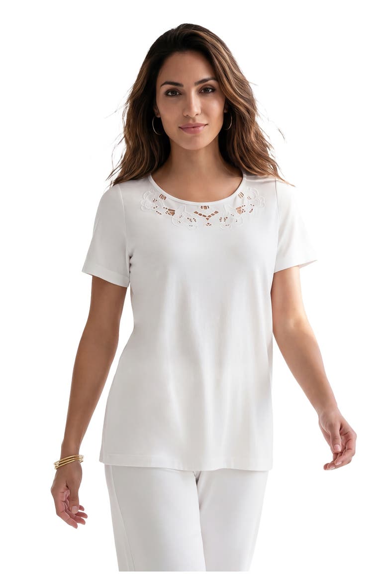 Plus Size Eyelet Cutout Tee, Main, color, WHITE