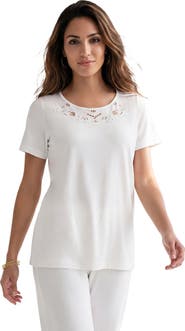 Roaman's Plus Size Eyelet Cutout Tee