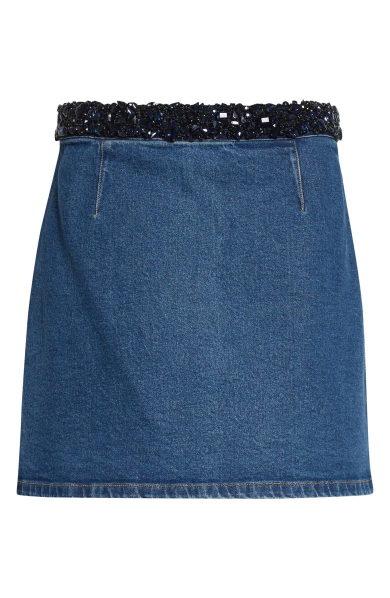 Cinq à Sept Amara Rhinestone Denim Skirt, Alternate, color, Sapphire/Sapphire