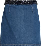 Cinq à Sept Amara Rhinestone Denim Skirt