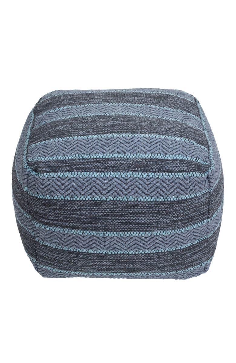 Northlight Striped Woven Cotton Square Pouf - 14" - Gray, Alternate, color, Gray