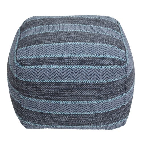 Northlight Striped Woven Cotton Square Pouf