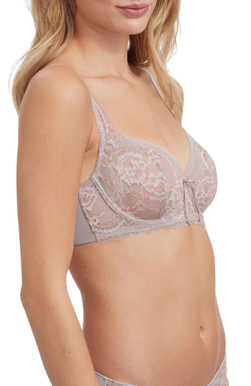 Skarlett Blue Minx Lace Balconette Bra In Pebble/peach