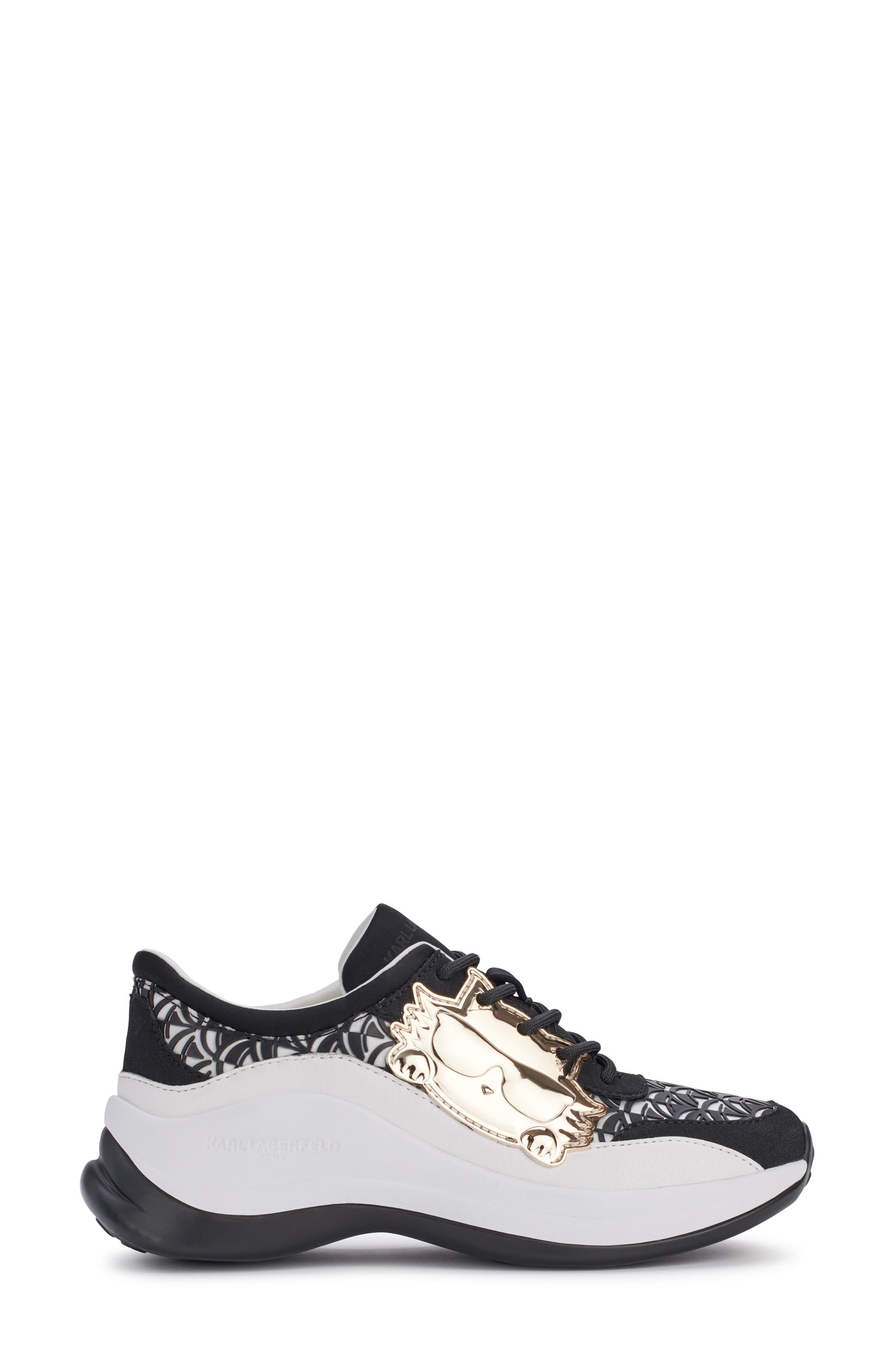 KARL LAGERFELD PARIS Coty Sneaker, Alternate, color, White/ Black