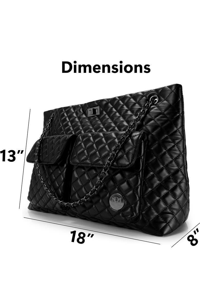 BADGLEY MISCHKA Diana Quilted Vegan Leather Weekender Duffel Bag, Alternate, color, Black