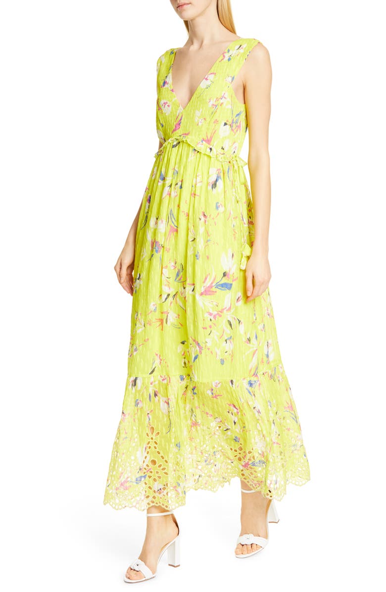 Tanya Taylor Catalina Floral Silk & Cotton Maxi Dress, Alternate, color, 
