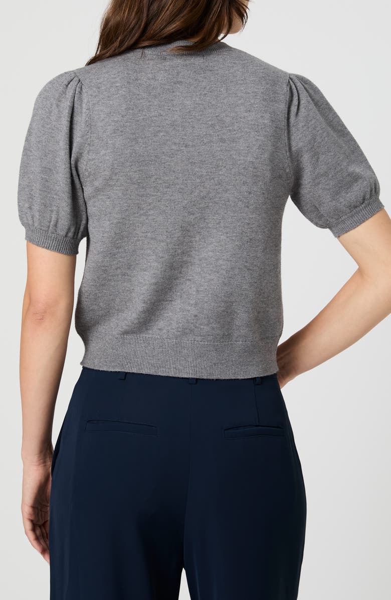 French Connection Puff Sleeve Cardigan, Alternate, color, Mid Grey