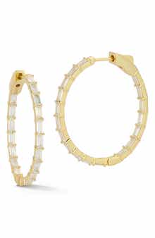 Baguette Cubic Zirconia Hoop Earrings