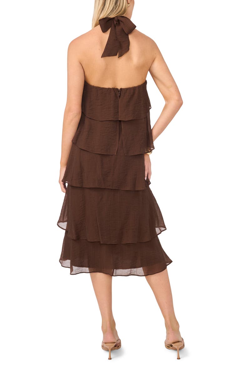 Tiered Halter Midi Dress, Alternate, color, MOCHA