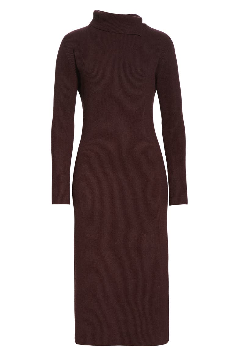 Long Sleeve Wool, Silk & Cashmere Sweater Dress, Alternate, color, WINE
