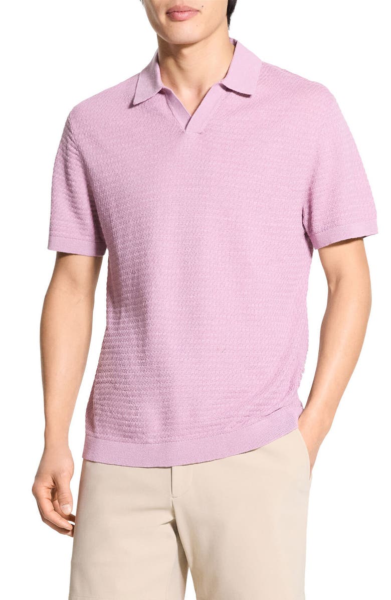 Theory Brenan Linen Blend Polo, Main, color, Pale Mauve