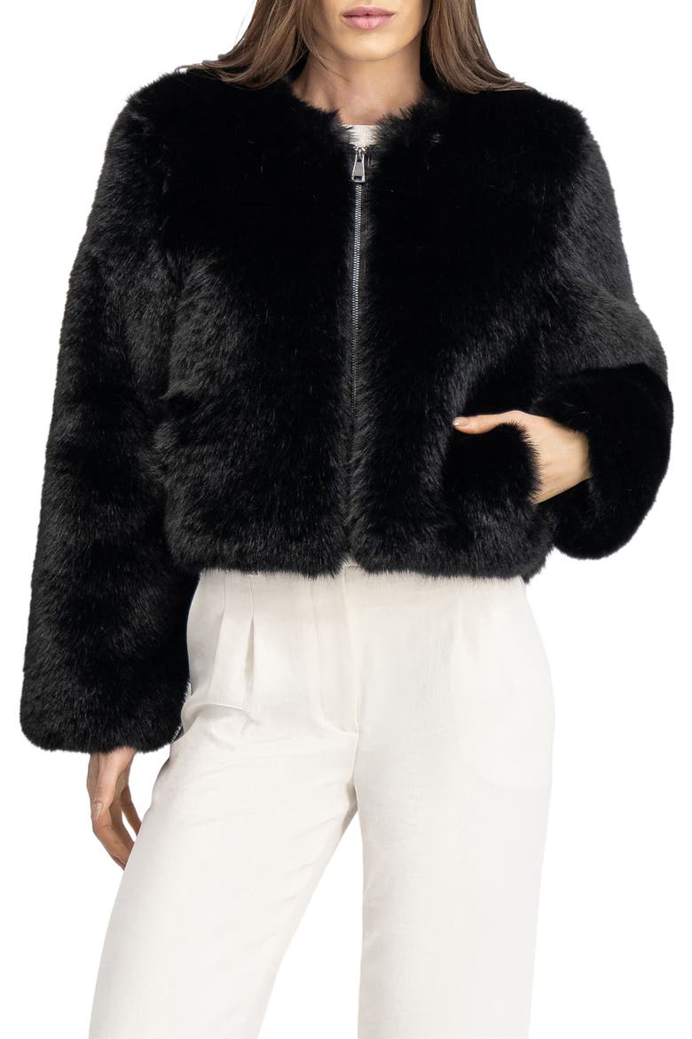 Fur-Free Fox (Faux Fur) Bolero, Alternate, color, BLACK