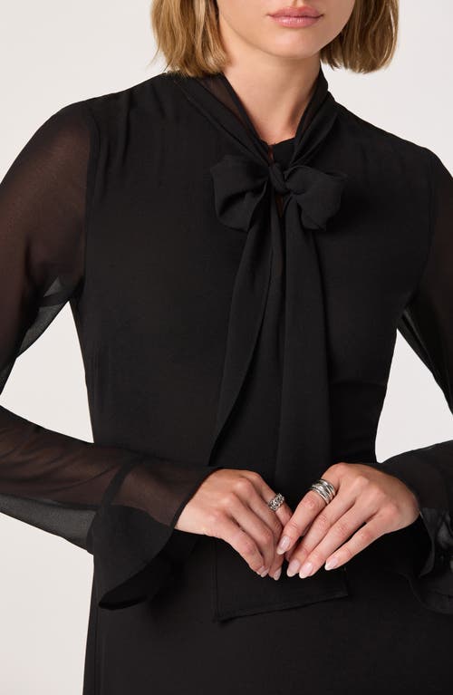 Astr The Label Tie Neck Long Sleeve Dress In Black