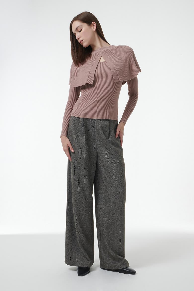 Cape Detail Fitted Sweater, Alternate, color, Pink