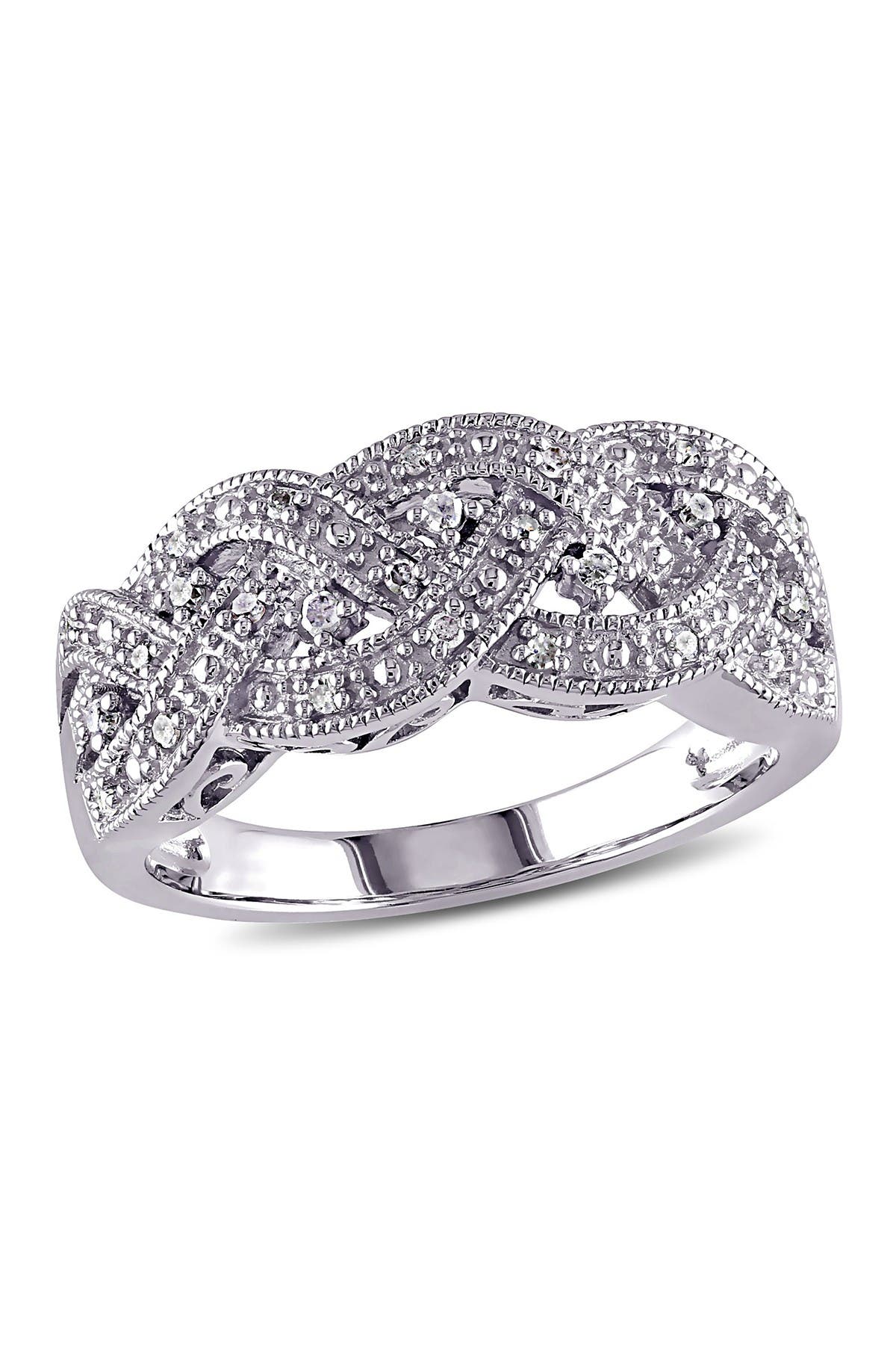 DELMAR Sterling Silver Diamond Woven Ring - 0.13ct.