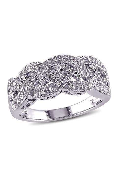 Sterling Silver Diamond Woven Ring - 0.13ct.