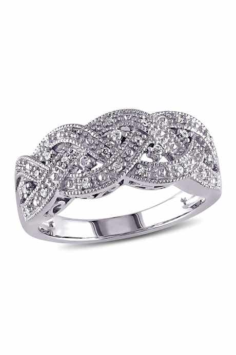 DELMAR Sterling Silver Diamond Woven Ring - 0.13ct.