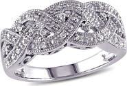 DELMAR Sterling Silver Diamond Woven Ring - 0.13ct.